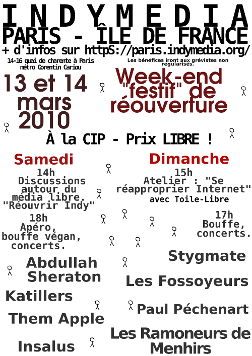 week end festif de r&eacute;ouverture d'indymedia paris